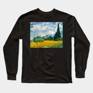 Wheat field with cypresses Long Sleeve T-Shirt